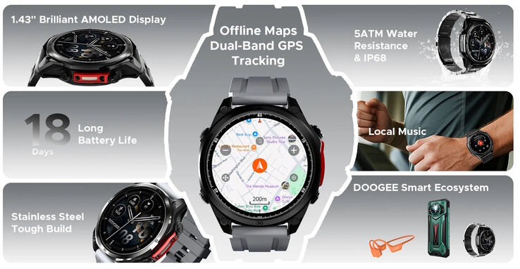 The smartwatch boasts a wide range of features (Image source: Doogee)