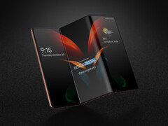 A Samsung Galaxy Z with two hinges as imagined by LetsGoDigital. (Image source: LetsGoDigital)