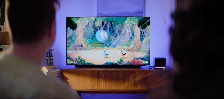 Official footage of Steam Machine playing Cuphead. (Image Source: Valve)