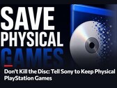 A promotional image for the Don't Kill The Disc petition for physical PlayStation games 