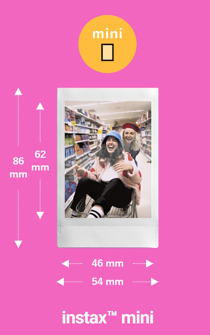 The Instax mini 41 uses the Instax Mini instant film size. (Image source: Fujifilm)