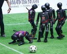 The first autonomous soccer tournament between humanoid robots marks a milestone in the advancement of AI-powered real-time interaction in robotics. (Image source: ecns)