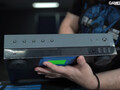 The Xbox Series X Developer Kit has a display on its front and several buttons. (Image source: Gamers Nexus)