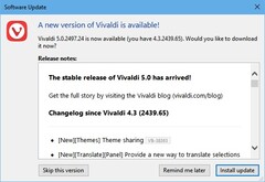 Vivaldi 5.0 now available (Source: Own)