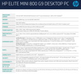 HP Elite Mini 800 G9 - Specifications. (Image Source: HP)