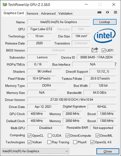 GPU-Z Intel Xe Graphics G7