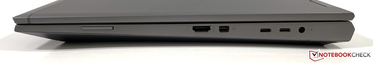 Right side: SD-card reader, HDMI 2.0b, Mini-DisplayPort 1.4, 2x Thunderbolt 4 (USB 4, 40 Gbps), power