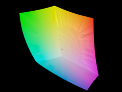The sRGB color space is covered at 100 percent