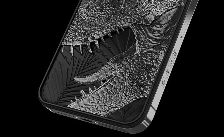 The Tyrannophone features a real piece of T-Rex tooth embedded in it. (Image: Caviar)