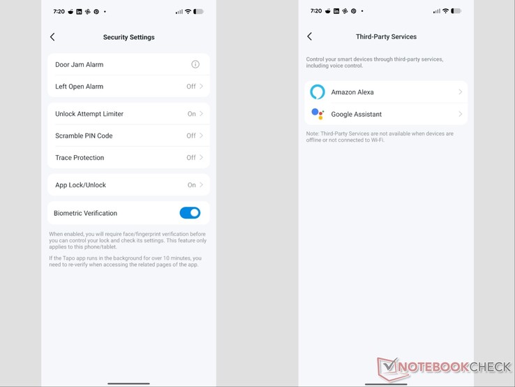 Security settings and third party features.