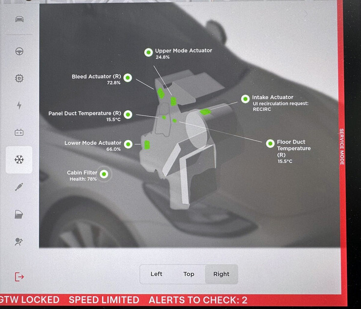 Tesla cabin filter health counter in Service Mode