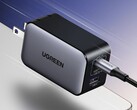 The Ugreen Nexode 65W fast charger features triple output ports, including two USB-C ports and a single USB-A port. 