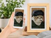 Bigme digital photo frame displaying an AI generated pet portrait