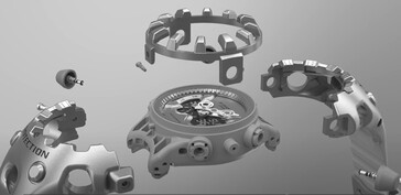 The bold design of the GA-V01 watch begins with minimal decorative elements and an emphasis on the protective ones that remain. (Image source: Casio)