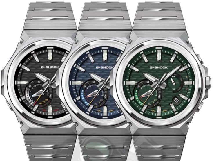 From left to right: the Casio G-Shock GSTB1000D-1A, GSTB1000D-2A and GSTB1000D-3A watches. (Image source: Casio)