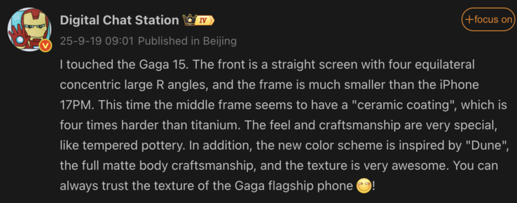 Leaked information of the OnePlus 15. (Image source: Weibo - machine translated)