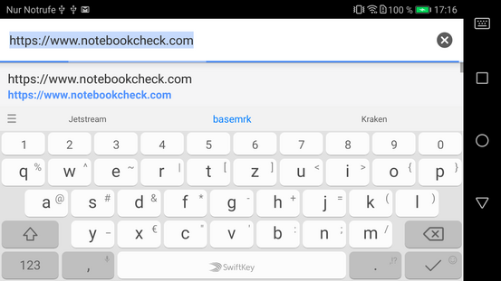 Keyboard in landscape mode