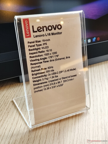 Specs of the portable monitor