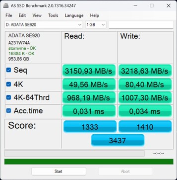 Performance check with the ADATA SE920 via USB4