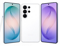 The Galaxy S26 Ultra in three of its anticipated launch colours.