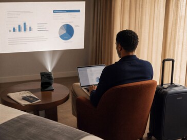 The Aurzen Zip Pro tri-fold projector can be used for remote work with laptops.
