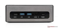 Front: USB Type-C (data), 2x USB 3.0, 3.5-mm jack, power-on