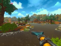 In Fresh Start Cleaning Simulator, players use a device that combines a pressure washer and a vacuum cleaner to clear nature of all kinds of debris.