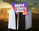 GTA 6 logo seen above PS5 and Xbox consoles