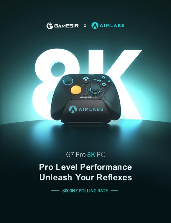 The GameSir G7 Pro 8K Aimlabs Edition has an 8,000Hz polling rate for almost zero input lag. (image source: GameSir)