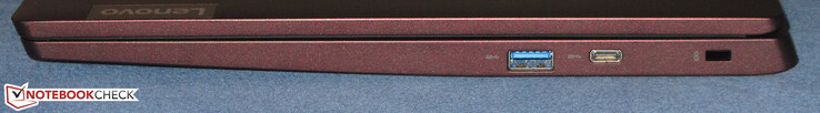 Right: USB 3.2 Gen 1 (Type-A), USB 3.2 Gen 1 (Type-C; DisplayPort, Power Delivery), connector for cable lock