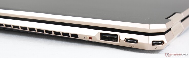 Right: Webcam kill switch, USB 3.1 Gen. 1 Type-A, 2x USB Type-C + Thunderbolt 3
