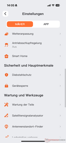 Settings menu (2)