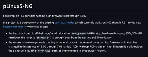 pLinux5-NG Github update shown