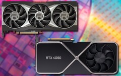 The RX 7900 XT card could outperform the RTX 4090 due to its novel microarchitecture. (Image source: AMD (6900 XT)/Nvidia (RTX 3090)/Unsplash - edited)