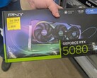 A PNY RTX 5080 GPU purchased from Walmart at a marked down price lower than MSRP. (Image source: CPrizzy on Reddit)