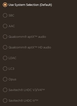 Available Bluetooth audio codecs