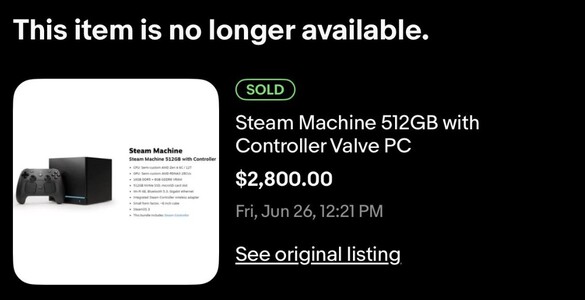 Steam Machine sold on eBay. 