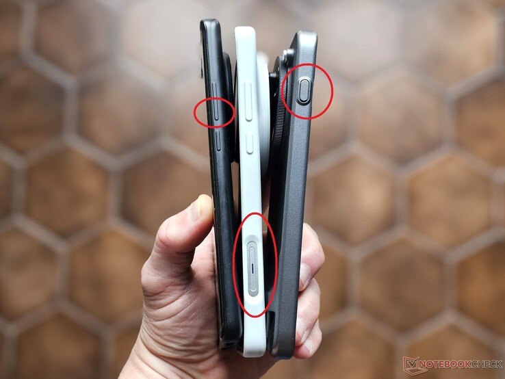 Three Vivo generations, three camera shortcuts: From left to right: Vivo X100 Pro, Vivo X200 Ultra, Vivo X300 Pro (rotated 180 degrees)