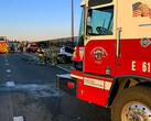 Sacramento firefighters dealing with the Model S combustion (image: Metro Fire Sacramento)