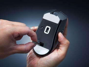 The USB receiver is located in the mouse compartment