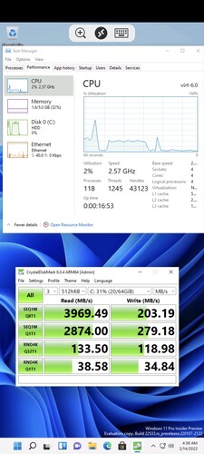 I/O performance in Windows 11 running on the Pixel 6 with Android 13 DP1. (Image Source: @kdrag0n on Twitter)