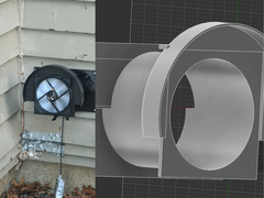 Pictured - an IRL image of the one-way excluder (left), and a design render of the same (right). (Image source: u/Chronus88 via r/3Dprinting)