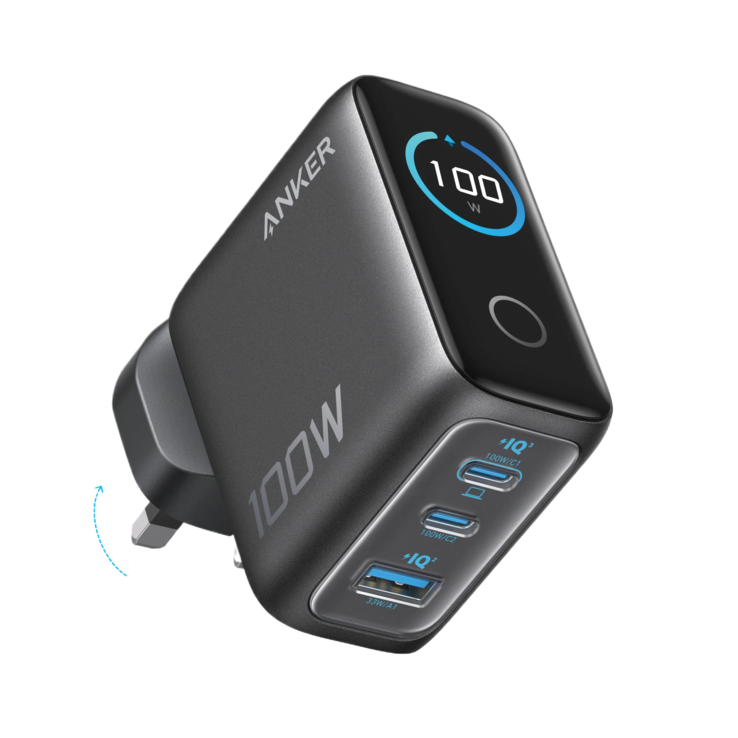 The Anker Charger (100W, 3 Ports, Smart Display). (Image source: Anker)