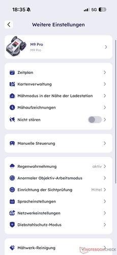 Settings menu