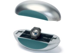 Casio G-Shock GA-2100 x C2H4 watch displayed with its retail box and silver capsule-shaped presentation case.