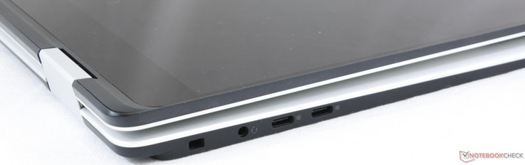 Right: Noble Lock, 3.5 mm combo audio, 2x USB Type-C 3.1 (w/ DisplayPort)