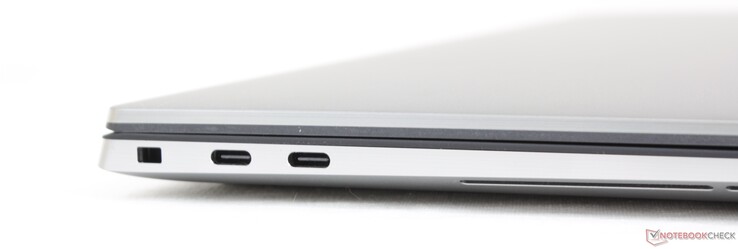 Left: Noble Lock, 2x USB 3.2 Gen 2 Type-C port w/ Thunderbolt 4, Power Delivery, and DisplayPort