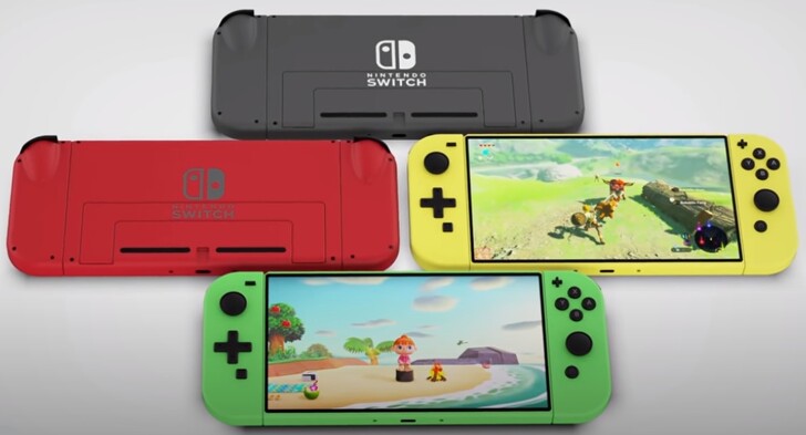 Switch 2 concept consoles in four colors. (Image source: ZONEofTECH)