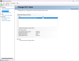 GPU ECC state toggle
