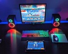 Genesis Holm 510 RGB gaming desk with Helium 300BT ARGB speakers and Thor 400 RGB keyboard (Source: Own)